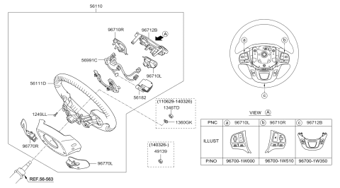 2014 Kia Rio  Steering Wheel Assembly Diagram for 561001W010HU