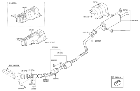 2015 Kia Rio  Rear Muffler Assembly Diagram for 287101W550