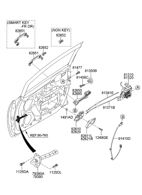 2014 Kia Rio  Door Outside Handle Assembly, Left Diagram for 826511W100ABP