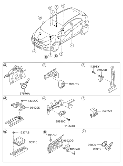 2013 Kia Rio  Horn-Burglar Diagram for 966301W000