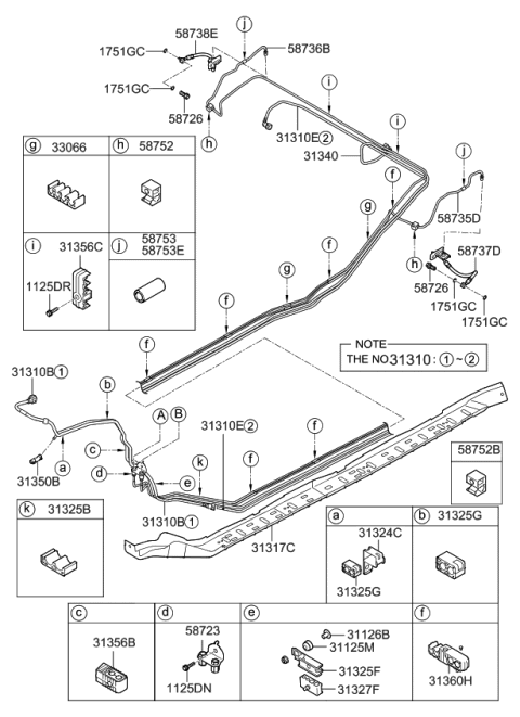 2014 Kia Optima  Protector-Fuel Tube Diagram for 313153S100