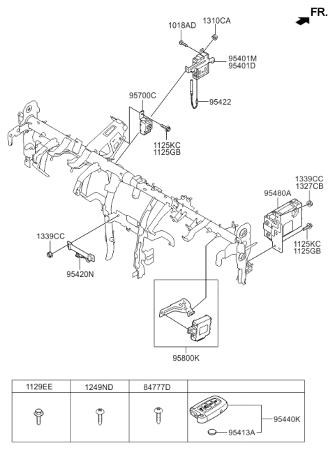 2014 Kia Optima  Tire Pressure Monitoring Sensor Module Assembly Diagram for 958002T560