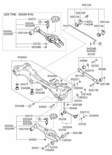 2015 Kia Optima  Flange Nut-Self Lock Diagram for 552294B000
