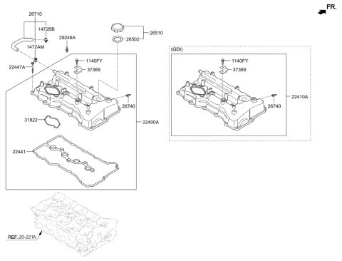 2015 Kia Optima  Cover Assembly-Rocker Diagram for 224102G710