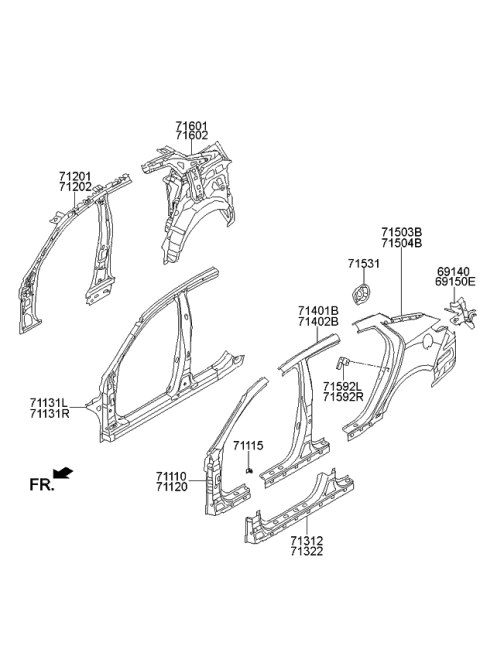 2014 Kia Optima Pillar Assembly-Front Inner L Diagram for 711034C000