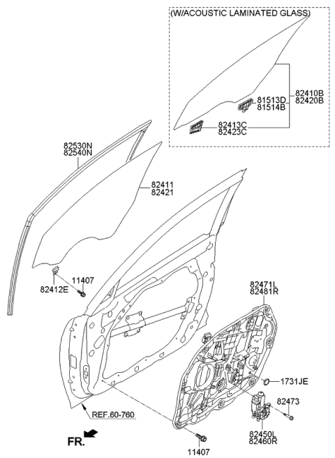 2014 Kia Optima  Motor Assembly-Front Power Window Diagram for 824504C010