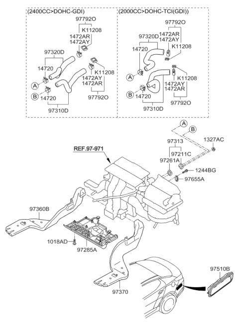 2014 Kia Optima  Hose Assembly-Water Inlet Diagram for 973112T100