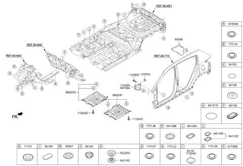 2020 Kia Sportage  Under Cover-Rr, RH Diagram for 84147D9500