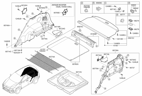 2021 Kia Sportage  Hook-Rear Seat Belt Diagram for 857791D000WK