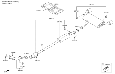2021 Kia Sportage  Center Muffler Complete Diagram for 28600D9400