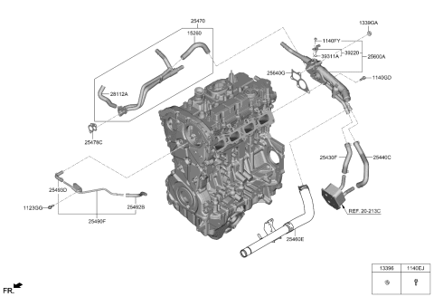 2022 Kia Stinger  Hose-Air Vent, Up Diagram for 254932T000