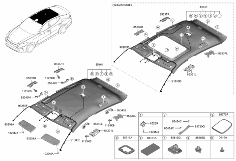 2023 Kia Stinger  Wiring Harness-Roof Diagram for 91805J5070