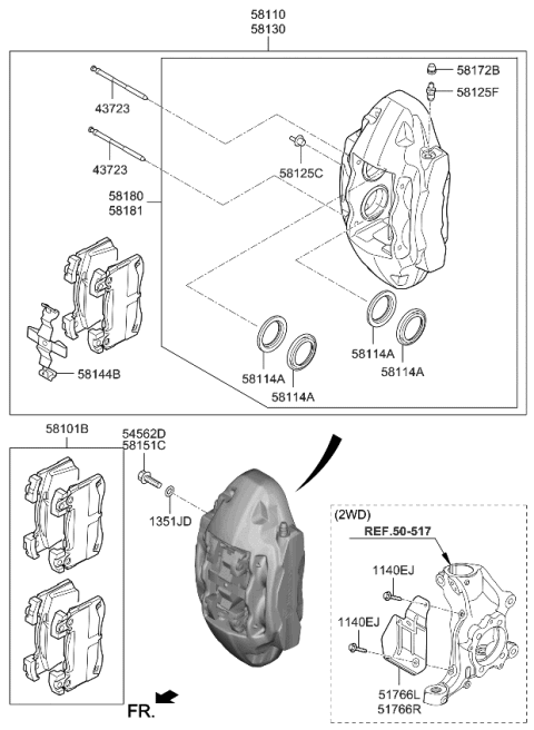 2023 Kia Stinger  Pad Kit-Front Disc B Diagram for 58101G9A20