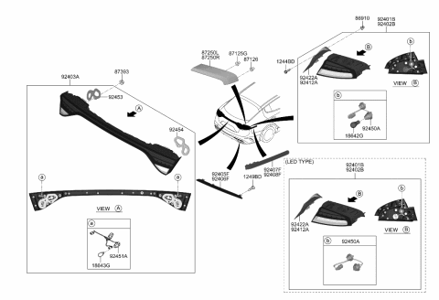 2022 Kia Stinger  Holder & Wiring-Rear Diagram for 92490J5520