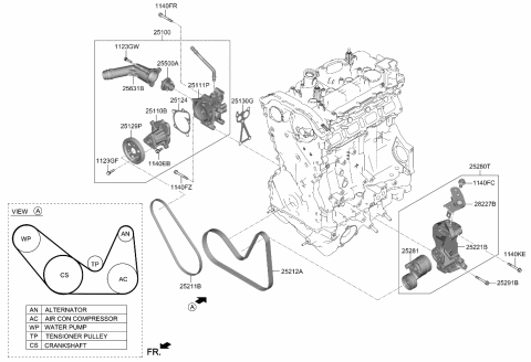 2022 Kia Stinger  TENSIONER ASSY Diagram for 252812T001