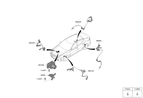 2023 Kia Stinger Sensor Assembly-Front Abs L Diagram for 59810J5000