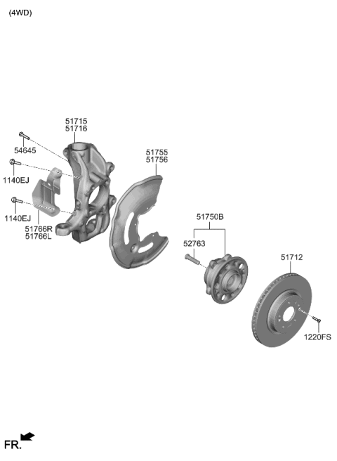 2023 Kia Stinger  Disc-Front Wheel Bra Diagram for 51712G9200