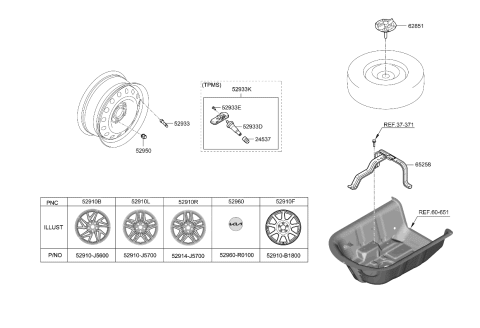2023 Kia Stinger  Wheel Assembly-Temporary Diagram for 52910B1800