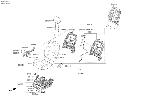 2022 Kia Stinger  VENTILATIION ECU-Fr Diagram for 88554J5700