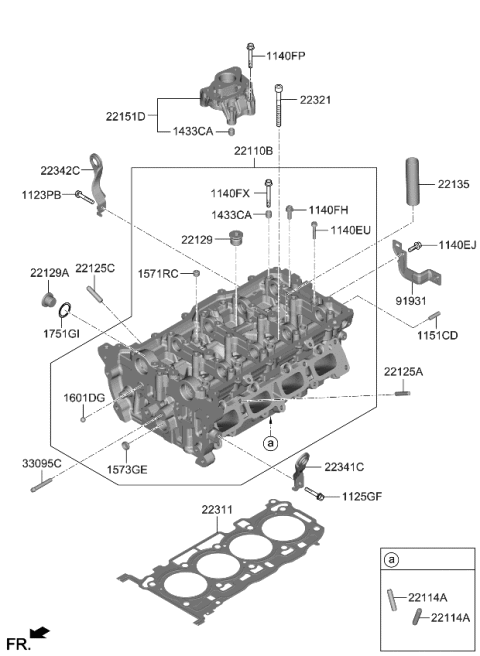 2022 Kia Stinger  Pipe-Spark Plug Hole Diagram for 221352E000
