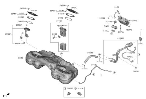 2023 Kia Stinger  BRACKET-CANISTER Diagram for 31450J5550