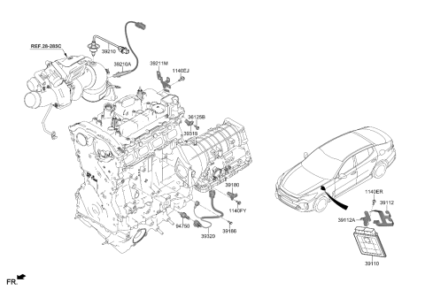2023 Kia Stinger  Sensor-Crankshaft Po Diagram for 391802T000