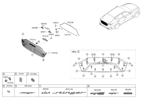 2023 Kia Stinger  Unit Assembly-Rear View Diagram for 99240J5000