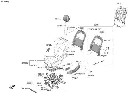 2022 Kia Stinger  Shield Cover-Front Seat Diagram for 88171J5010WK