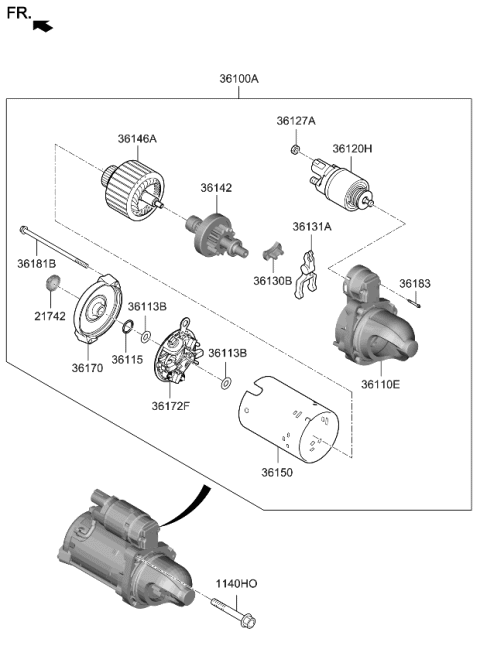 2022 Kia Stinger  SOLENOID SWITCH ASSY Diagram for 361202J302