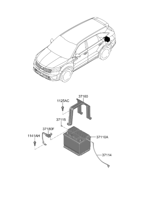 2022 Kia Sorento  Clamp-Battery Diagram for 37160P4000