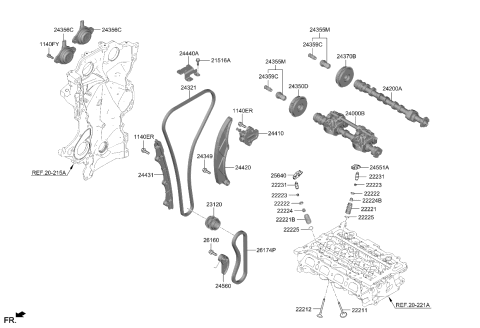 2021 Kia Sorento  Chain-Oil Pump Diagram for 243222M800