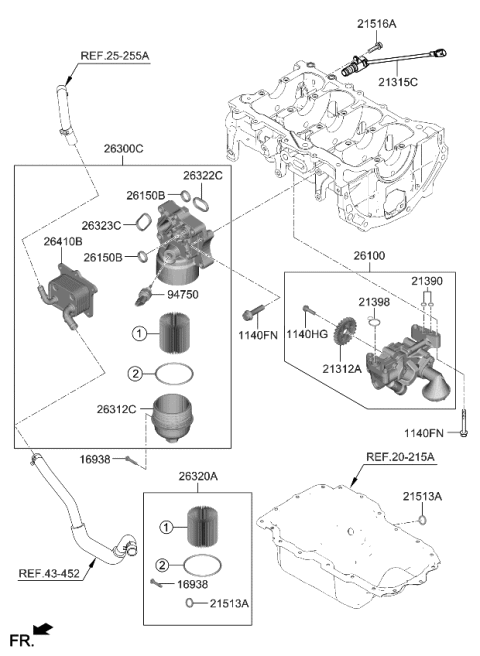 2022 Kia Sorento  Complete Assy-Oil Fi Diagram for 263002MHA0