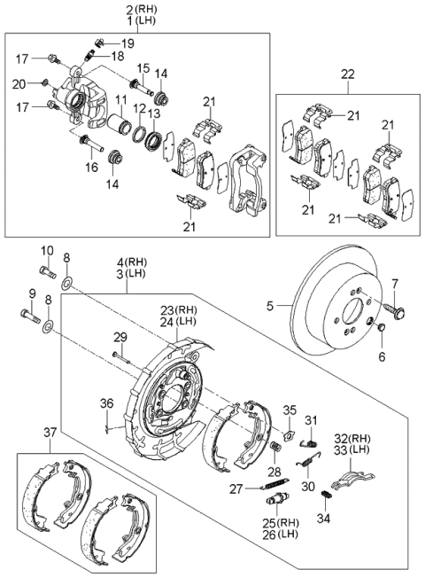 2006 Kia Rio  Pin-Shoe Hold Down Diagram for 583231G000