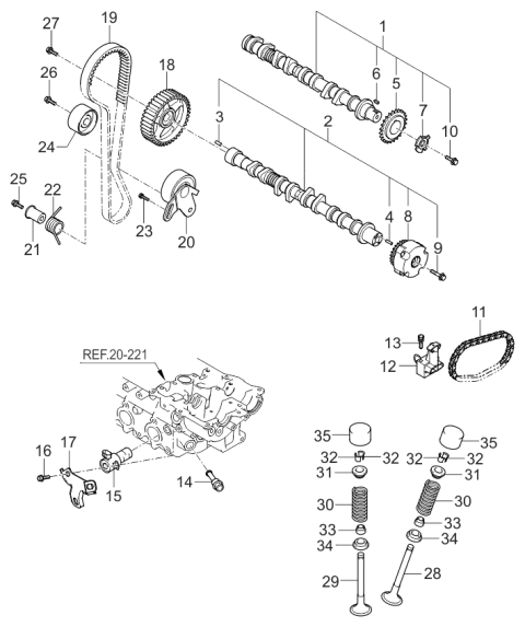 2006 Kia Rio  Key-Chain Sprocket Diagram for 2432323500