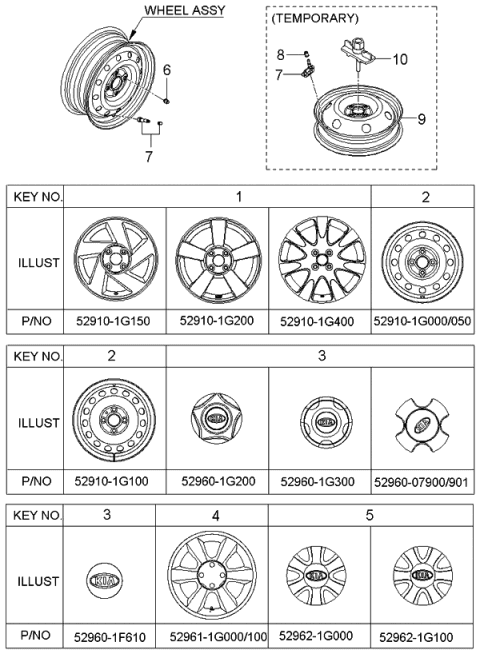 2005 Kia Rio  Wheel Assembly-Steel Diagram for 529101G100