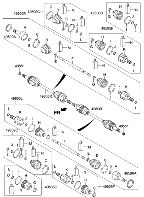 2015 Kia Sportage  Shaft Assembly-Drive Rear Diagram for 496012Y010