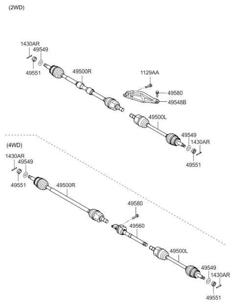 2014 Kia Sportage  Joint Assembly-Cv RH Diagram for 495013W560