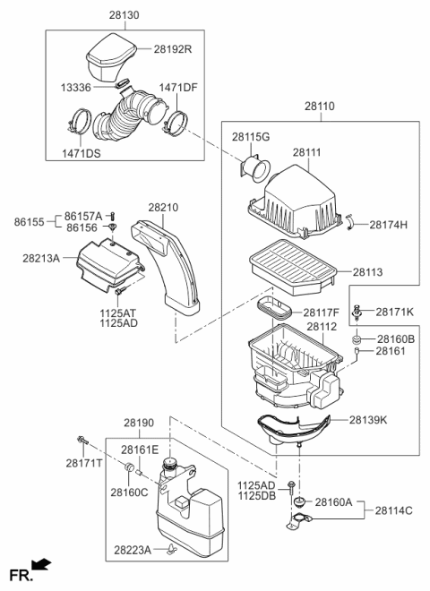 2014 Kia Sportage  Cover-Air Cleaner Diagram for 281112S100