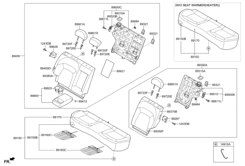 2014 Kia Sportage  Back Assembly-Rear Seat RH Diagram for 894013W370EAQ