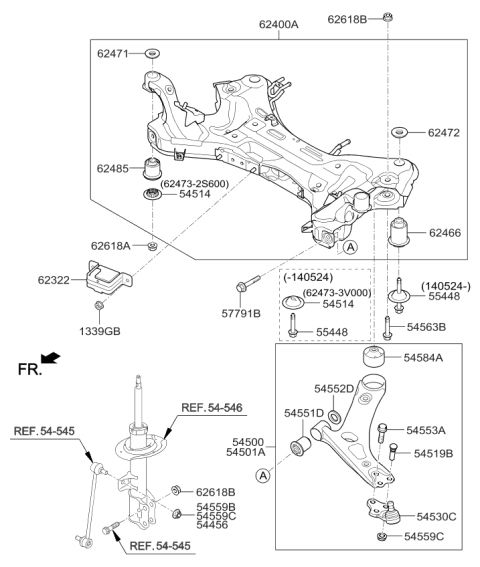 2015 Kia Sportage  BUSHING-CROSSMEMBER Diagram for 624862S600