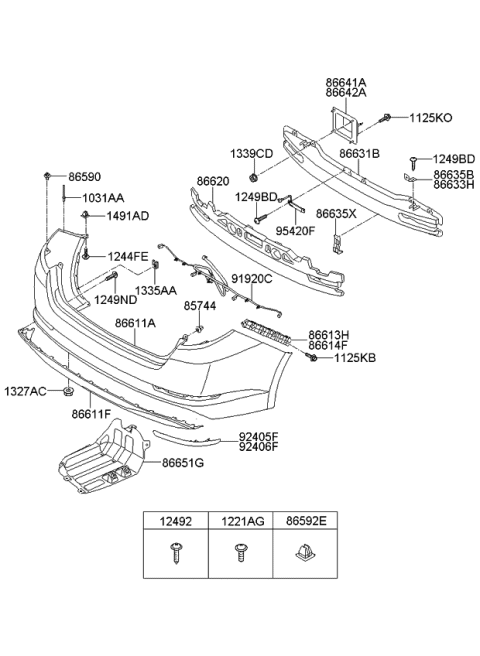 2013 Kia Optima Hybrid  ABSORBER-Rear Bumper Diagram for 866202T000