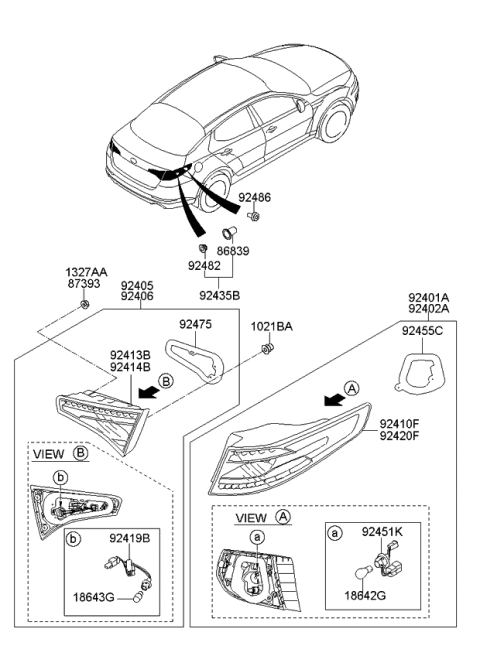 2012 Kia Optima Hybrid  Bulb Holder & Wiring Assembly Diagram for 924524U100
