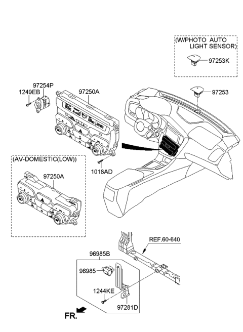 2013 Kia Optima Hybrid  Control Assembly-Heater Diagram for 972504U500