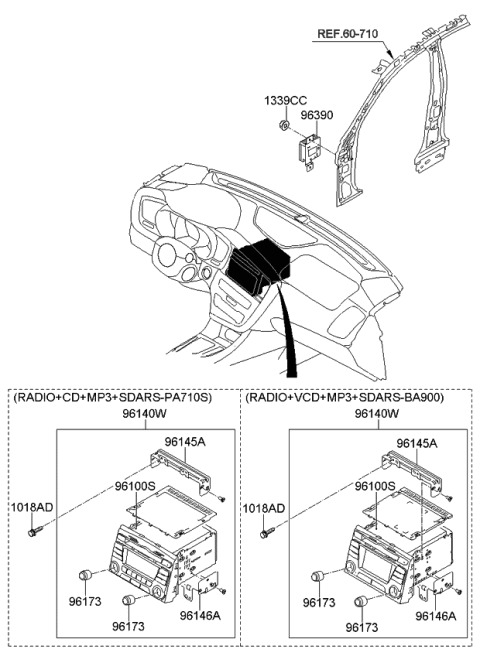 2011 Kia Optima Hybrid  Knob-Volume Diagram for 961732T000
