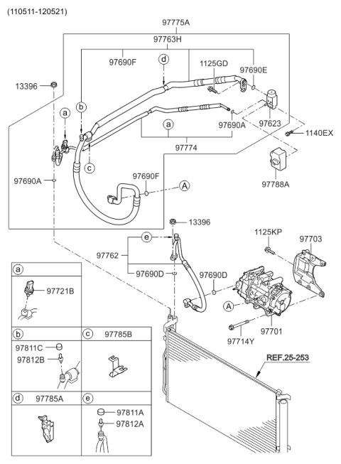 2011 Kia Optima Hybrid  Suction & Liquid Tube Assembly Diagram for 977754R101