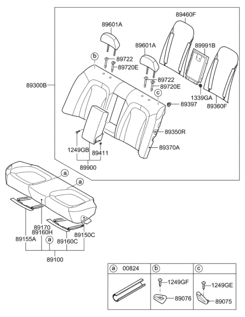 2013 Kia Optima Hybrid  Pad Assembly-Rear Seat Cushion Diagram for 891502T010