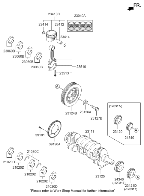2012 Kia Optima Hybrid  PULLEY-DAMPER Diagram for 231242G700