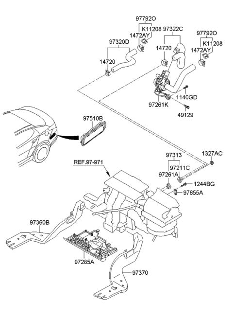 2011 Kia Optima Hybrid  Grille Assembly-Air Extractor Diagram for 975103M000