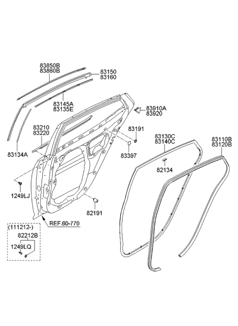 2011 Kia Optima  Clip-Door Opening WEATHERSTRIP Diagram for 821343L000