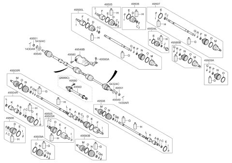 2011 Kia Optima  Joint Assembly-Cv LH Diagram for 495002T700